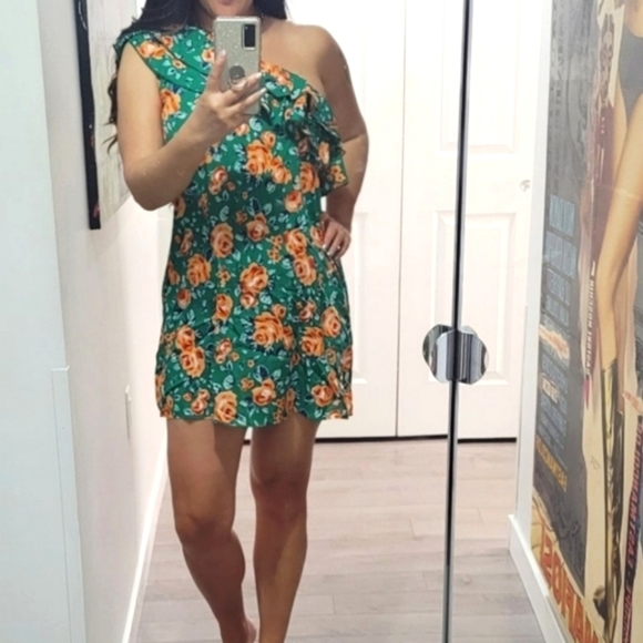 Floral print one shoulder mini dress - Picture 4 of 5